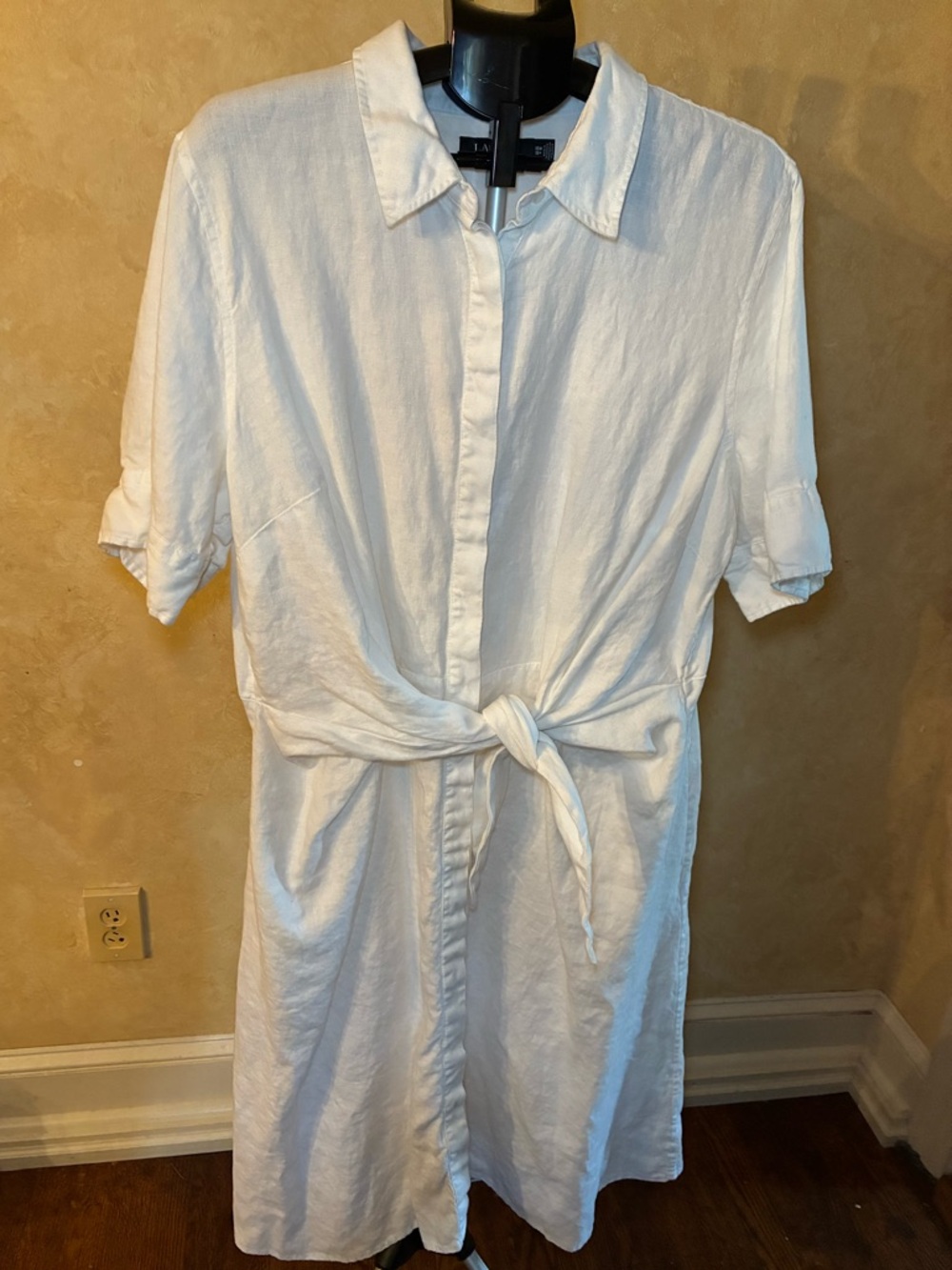 Lauren Ralph Lauren White Linen Shirt Dress with Front Tie
